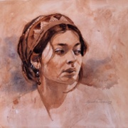 Grace II, watercolor on plate Bristol
