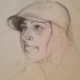 Girl in Black Cap, pencil on bristol paper