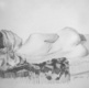 Laurel, back view, graphite sketch on paper