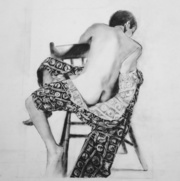 Patterned Robe X, charcoal on Mylar