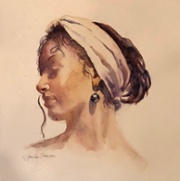 Silver Earring, watercolor on paper