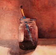 Blue Handle Brush, watercolor on plate Bristol