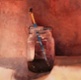 Blue Handle Brush, watercolor on plate Bristol