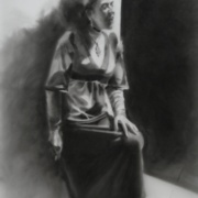 Smoke Break, charcoal on Mylar