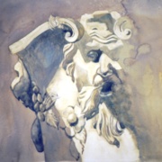 Arthur's Urn II, watercolor on plate bristol