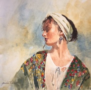 Flowered Smock II, watercolor on paper