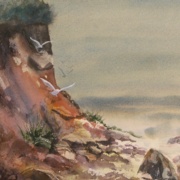 Little Compton Bluffs, watercolor on rough paper