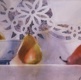 Still Life with Red Pear, watercolor on plate bristol
