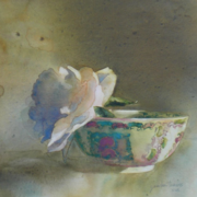 Oriental Bowl w/Peony, watercolor on plate bristol