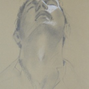 Head Study, graphite with white chalk on toned paper