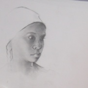 Girl with Braids, graphite on paper