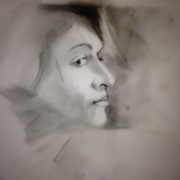 Apprehensive, charcoal on Mylar