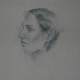 Lauren in profile, charcoal on toned paper
