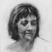 Cheryl, charcoal on mylar