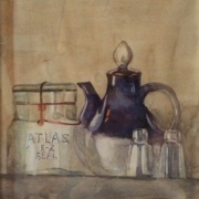 Peter Pots Teapot, watercolor on plate bristol